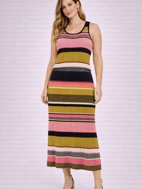NWT Rachel Rachel Roy 2-Piece Set: Striped Knit Top & Midi Skirt - Plus Size 1X